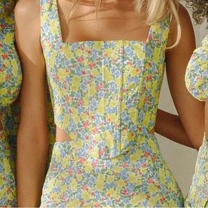 YLLW the Label Andie Corset Top in Pallisades. Sold out online.